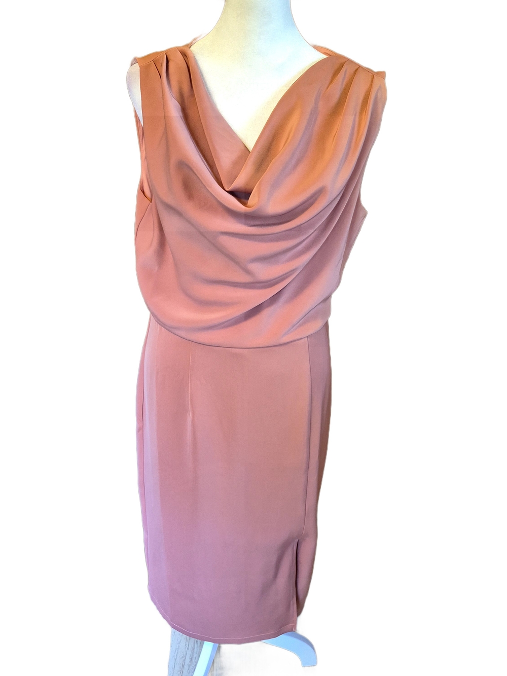 Roolee Sleeveless Cowl Neck Midi Dress in Peach